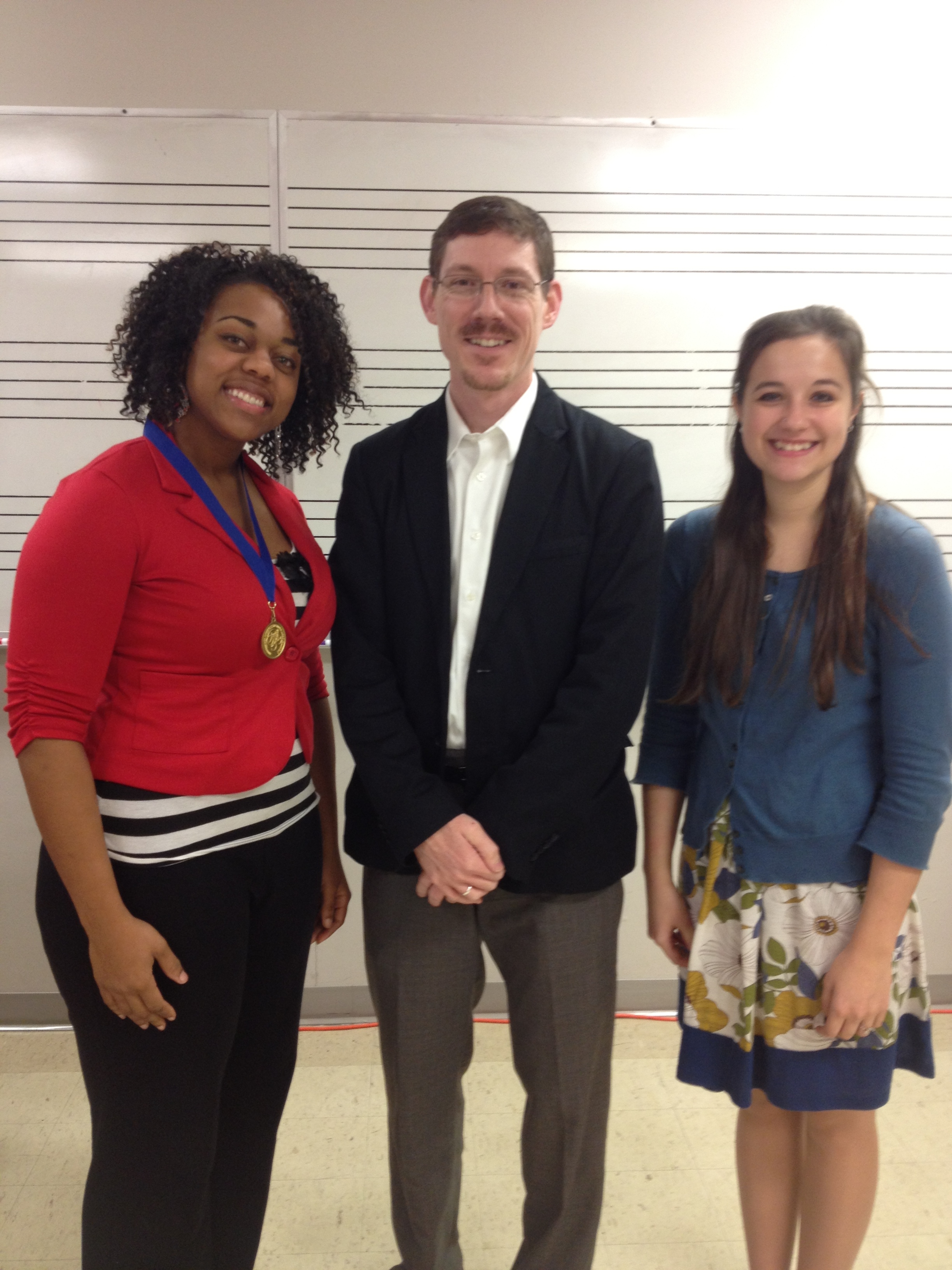 PHOTO: From left, Robyn Rouse, Dr. Scot Humes, Associate Professor of Music at the University of Louisiana at Monroe, and  Jessica Egdorf.