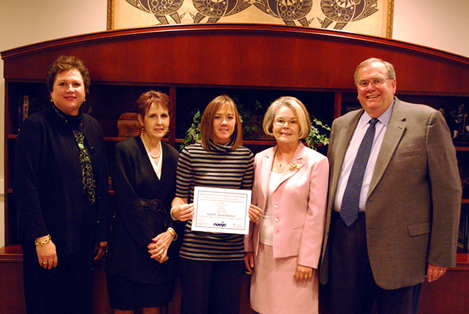 From left, Dr. Leslie Griffin, dean of the College of Education; Dr. Jan Haynes, chair of the Division of Family and Consumer Sciences; Leigh-Anne Gant, director of the Hamilton-White Child Development Center; Dr. Ann Lotven, provost and vice president for Academic Affairs; and Dr. John Hilpert, president.