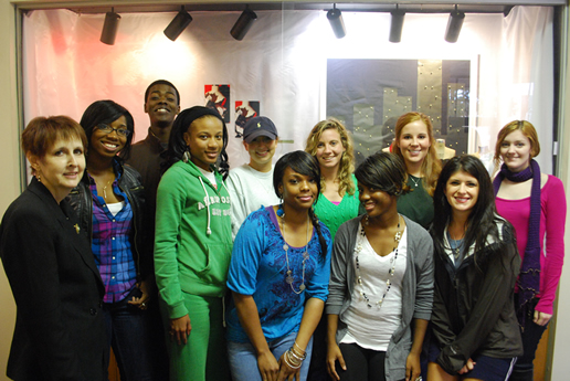 From left to right: Dr. Jan Haynes, fashion merchandising professor; Andrea Clay, junior from Greenville; Maurice Funderburg, freshman from Greenwood; Sharon Williams, senior from Chicago, Illinois;  Elizabeth Cauthen, junior from Oxford; Megan Parks, senior from Belzoni; Laken Wilson, freshman from Cleveland; Alicia Gillespie, senior from Mound Bayou; Jordan Sharp, junior from Dundee; Georgia Wilson Tindall, graduate assistant from Indianola; and Kimberly Waddell, senior from Clinton.
