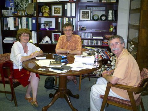 From left, travel writers Beate Baum, Thomas Bertram, and Luther Brown, director of the Delta Center.