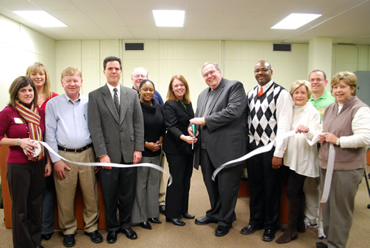 (From left) Christy Montesi, Delta State director of Career Services; Hannah Dreher, Bolivar Medical Center; Dr. Wayne Blansett, Delta State vice president of Student Affairs; Dr. Paul Hankins, Delta State dean of the College of Arts and Sciences; Carolyn Willis, Delta Health Alliance; Dr. Barry Campbell, Delta State chair of the Division of Biological and Physical Sciences; Lacey Fitts, PREP Coordinator; Dr. John Hilpert, Delta State President; Patrick Ervin, Delta Health Alliance; Linda Collins, Cleveland-Bolivar Chamber of Commerce President’s Club; Diane Makamson, Cleveland-Bolivar Chamber of Commerce President’s Club; and Aaron Lasker, Cleveland-Bolivar Chamber of Commerce President’s Club.