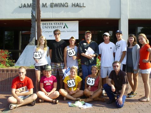 Teacher, William Southerland and students from St. Stephen's Episcopal School of Bradenton, Florida visit the Delta state campus.