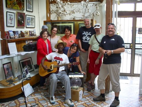 Tourists visiting the Highway 61 Blues Museum in Leland
