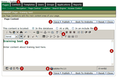 Editing Page Content Example