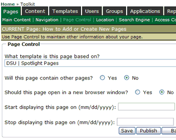 Create a Container Page Example