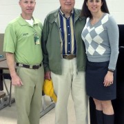 Bob Ryder (center), founding chair of the Department of Commercial Aviation at Delta State, recently visited Chip Cooper, director of Flight Operations and chief flight instructor, and Julie Speakes, department chair.