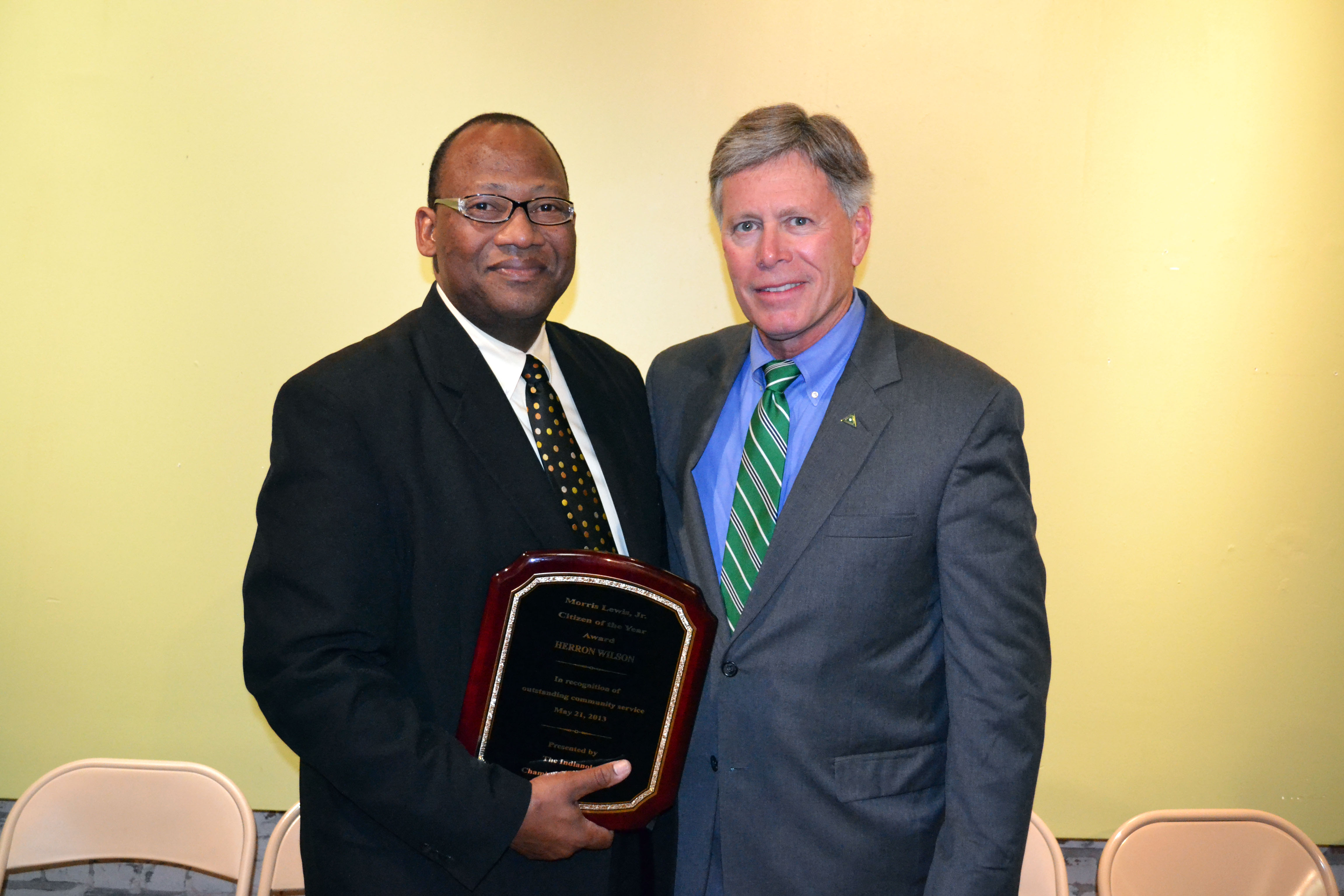 PHOTO:  Pictured are Rev. Herron Wilson, recipient of the Morris Lewis Jr. Citizen of the Year Award, and Delta State University President, William N. LaForge.      
