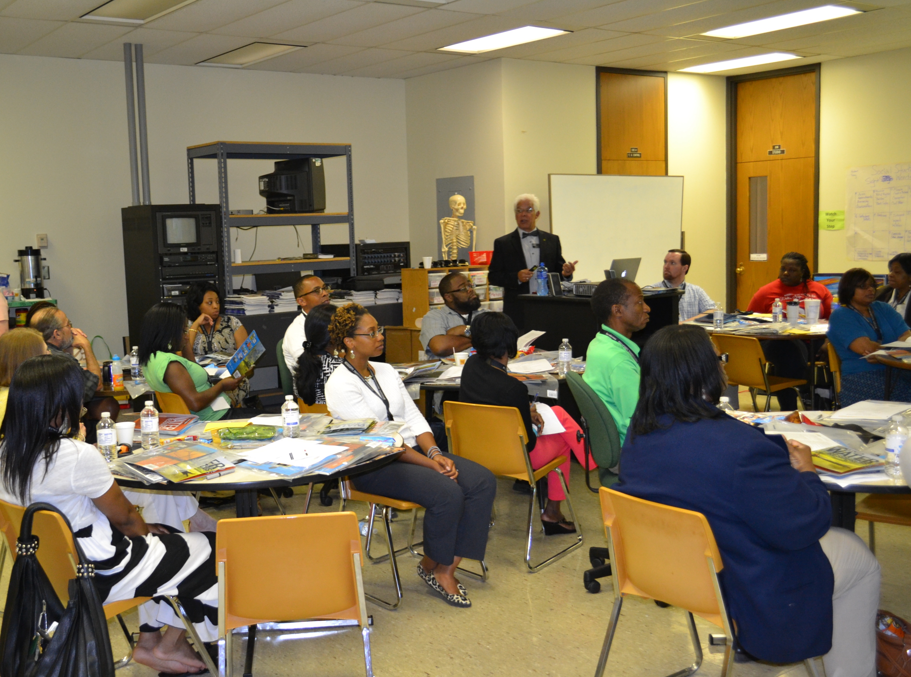 Photo: National Geographic representative directing a session about  incorporating nonfiction text in the classrooms. 