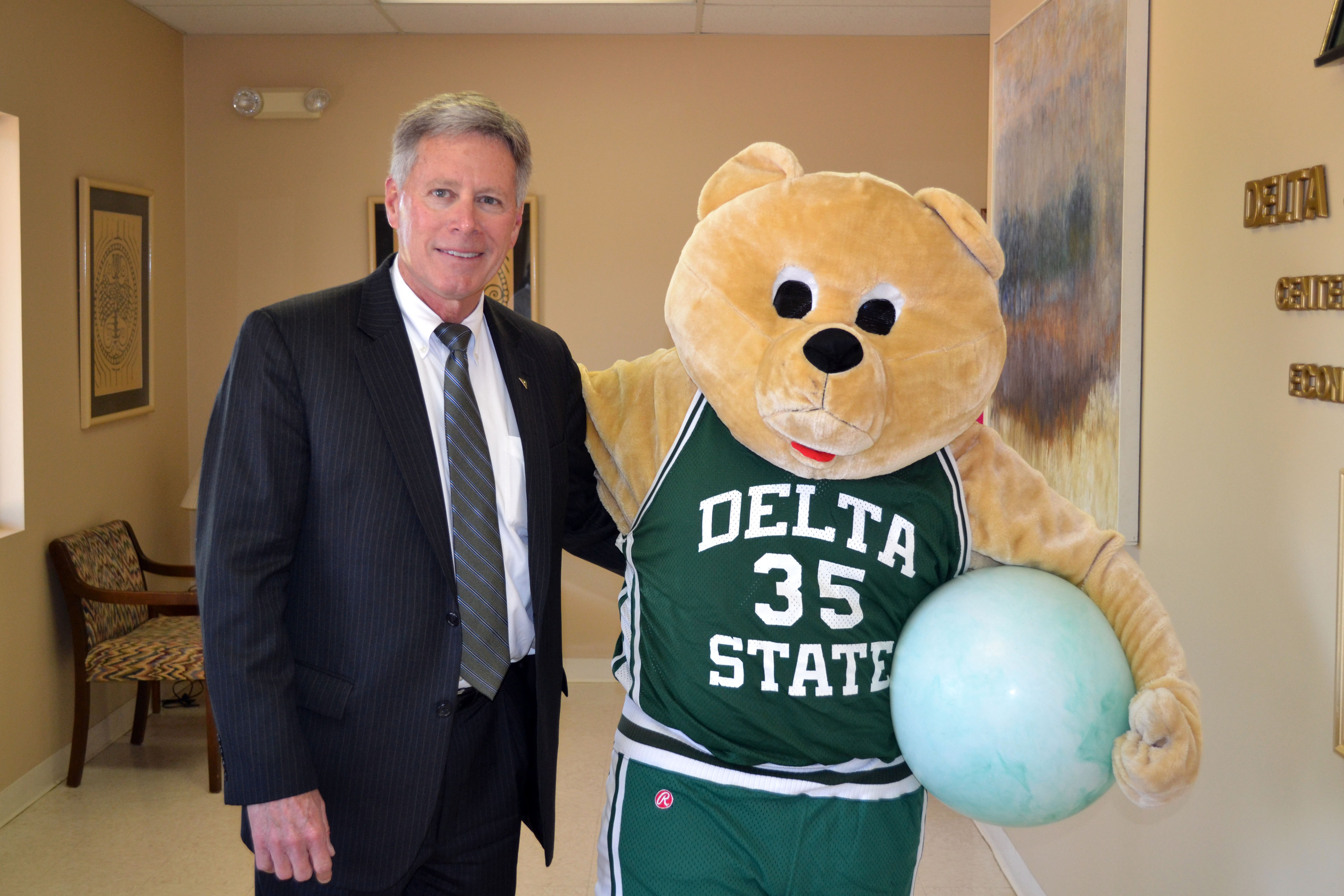 Photo 0025: Wuzzy the Bear and President LaForge hope to promote awareness on asthma.