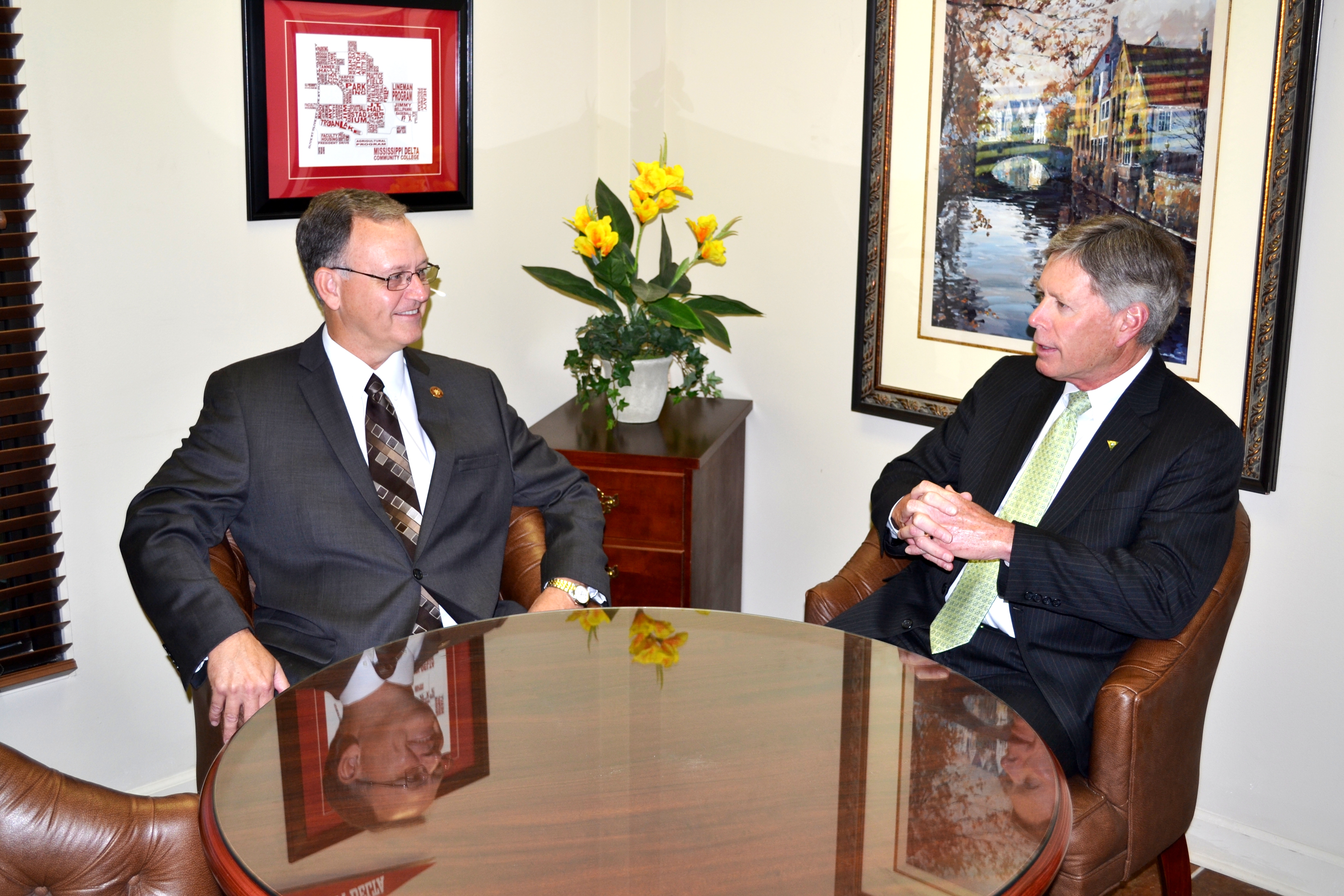 PHOTO:  President William N. LaForge with Mississippi Delta Community College President, Larry Nabors discussing future partnerships.