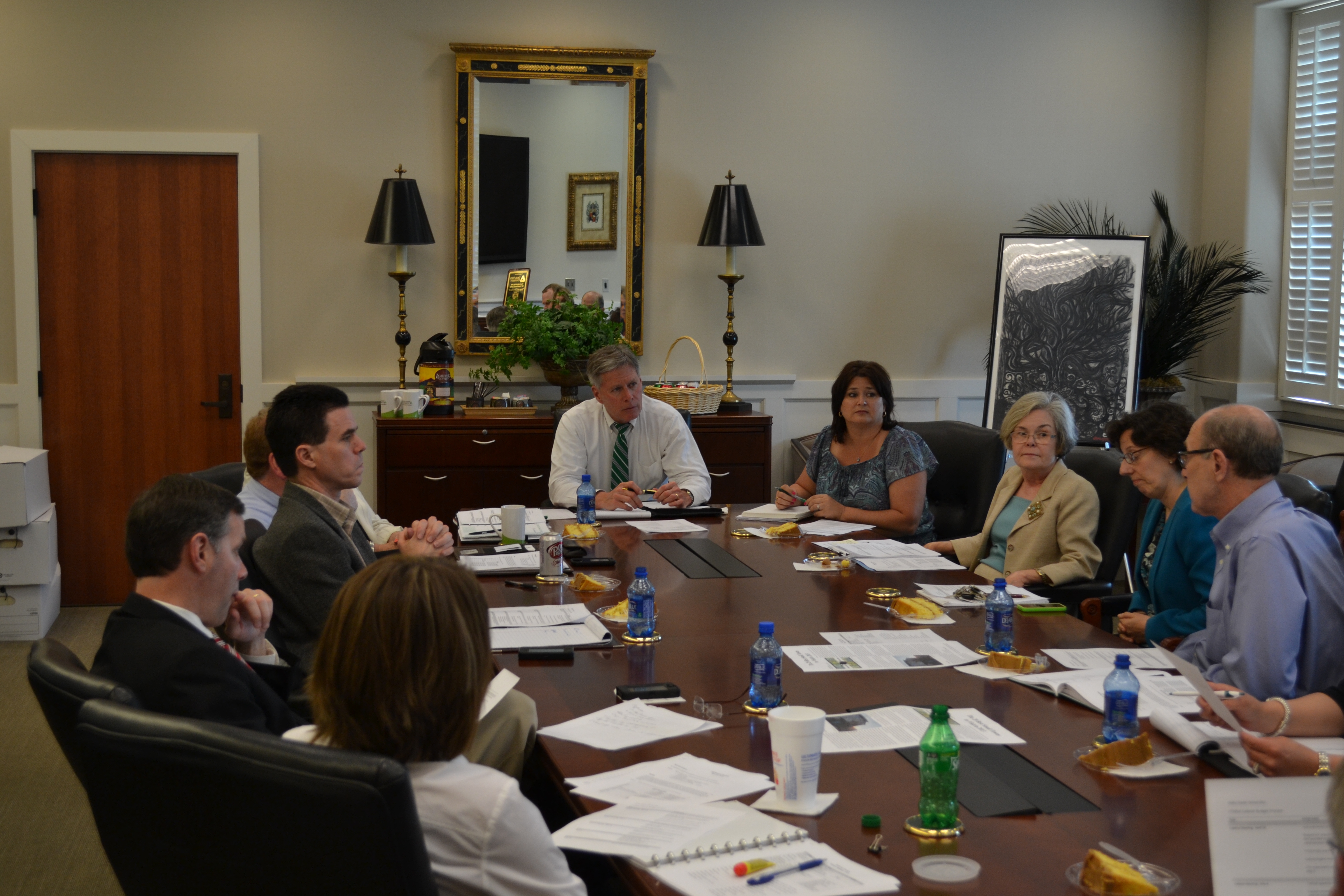 President LaForge meets with campus leadership.