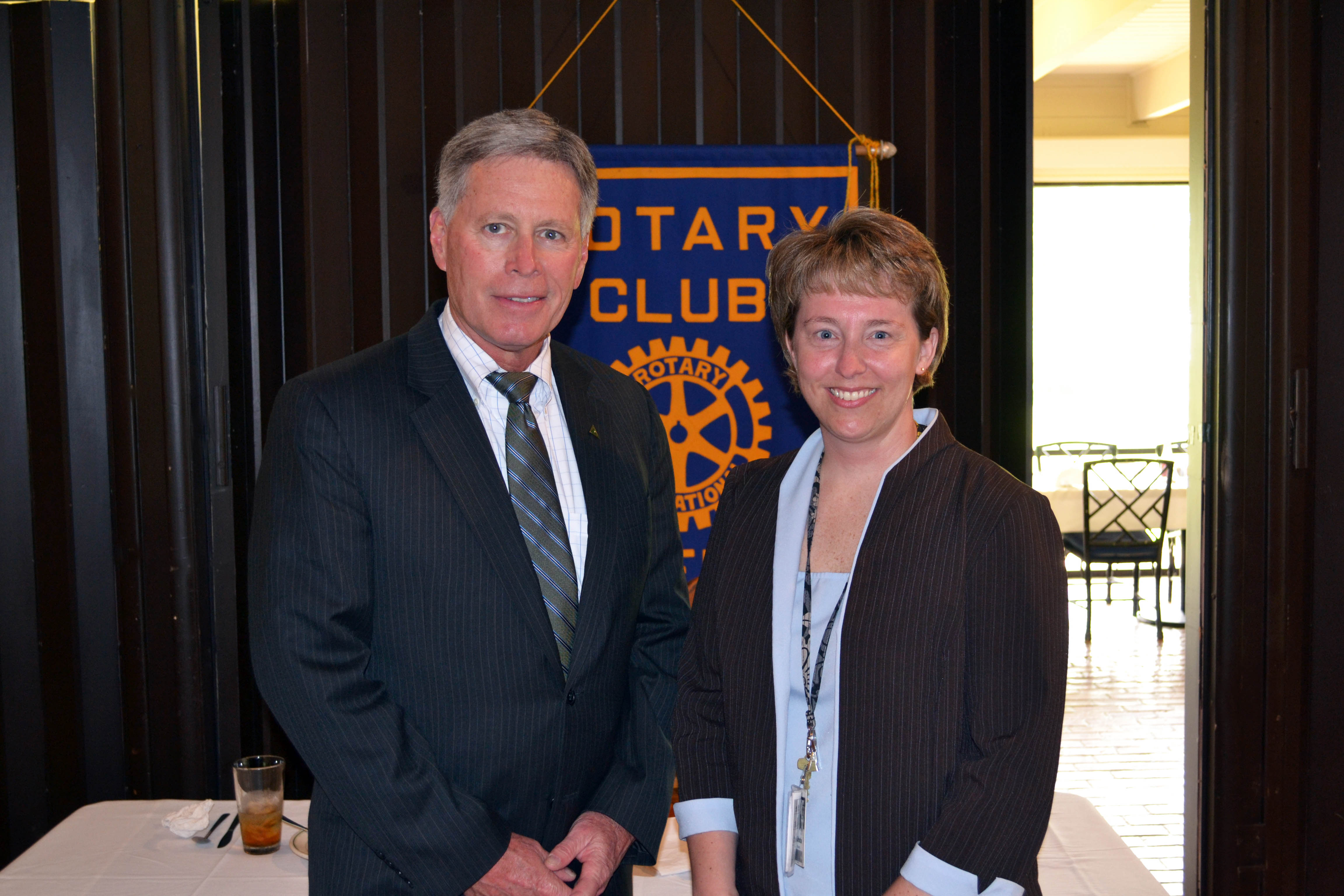PHOTO: Rotary Club welcomes Delta State President LaForge as a new member and guest speaker Krista Roberts, plant manager of Baxter Healthcare.