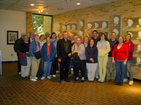 Luther Brown and members of the Oak Park, Illinois, B'nai Abraham Zion Temple in Ewing Hall