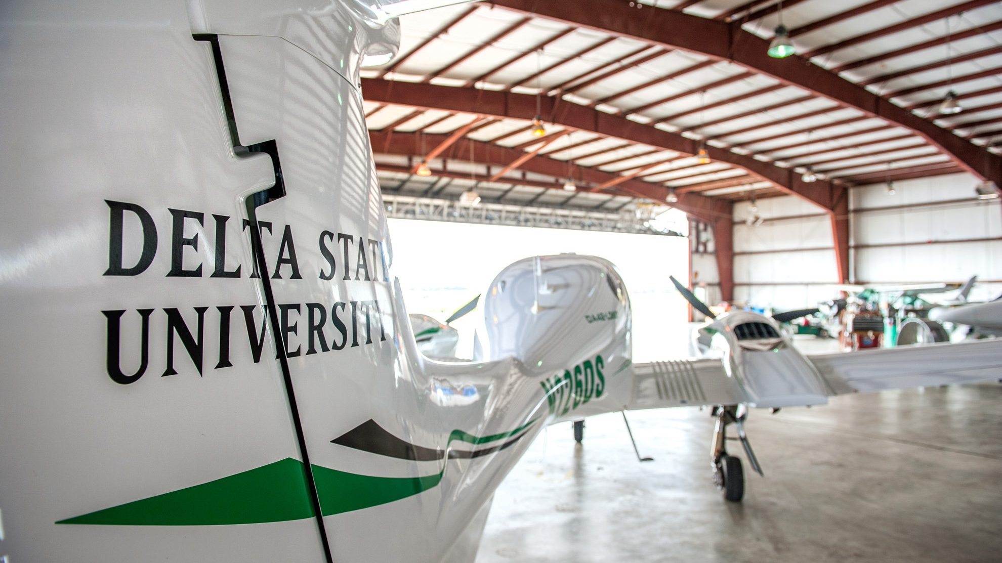 Delta State plane parked in the University airport hanger.