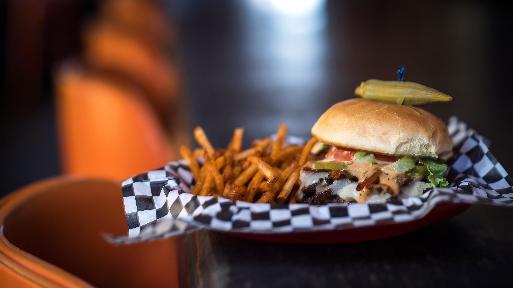 Burger and fries from Hey Joe's Restaurant