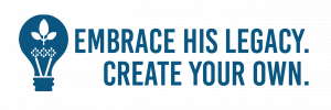Image contains the McNair DSU Logo of a lightbulb with a DNA strand and a three leafed item inside. The words read Embrace his Legacy, Create Your Own.