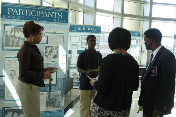 Students enjoying the Emmett Till Exhibit