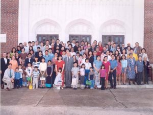 Photo of church members, color.