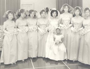 Bride with Bride's Maids, B&W.