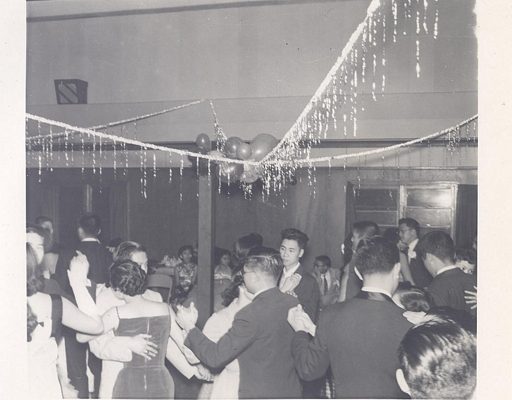 Young adults dancing, B&W.