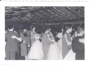 Young people dancing, B&W.