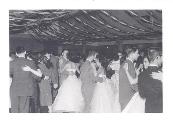 Young people dancing, B&W.