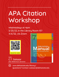 Flyer for APA Citation Workshop