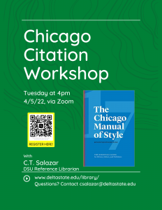 Flyer for Chicago Citation Workshop