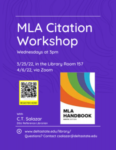 Flier for MLA Citation Workshop