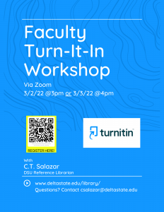 Flyer for Faculty Turn-It-In Workshop