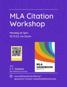 MLA Citation Workshop October Third