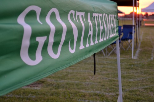 Go Statesmen on side of the tent