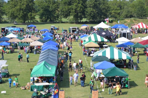 aerial view of Statesmen Park during Pig Pickin' weekend