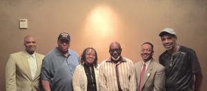 Conference presenters included (l to r) Jonathan Mason; Allen Johnston; professor Sandra "SANA" Foster; Charles Mitchell, director of the Jus Blues Foundation; Dr. Rolando Herts; and Rojene Bailey. 