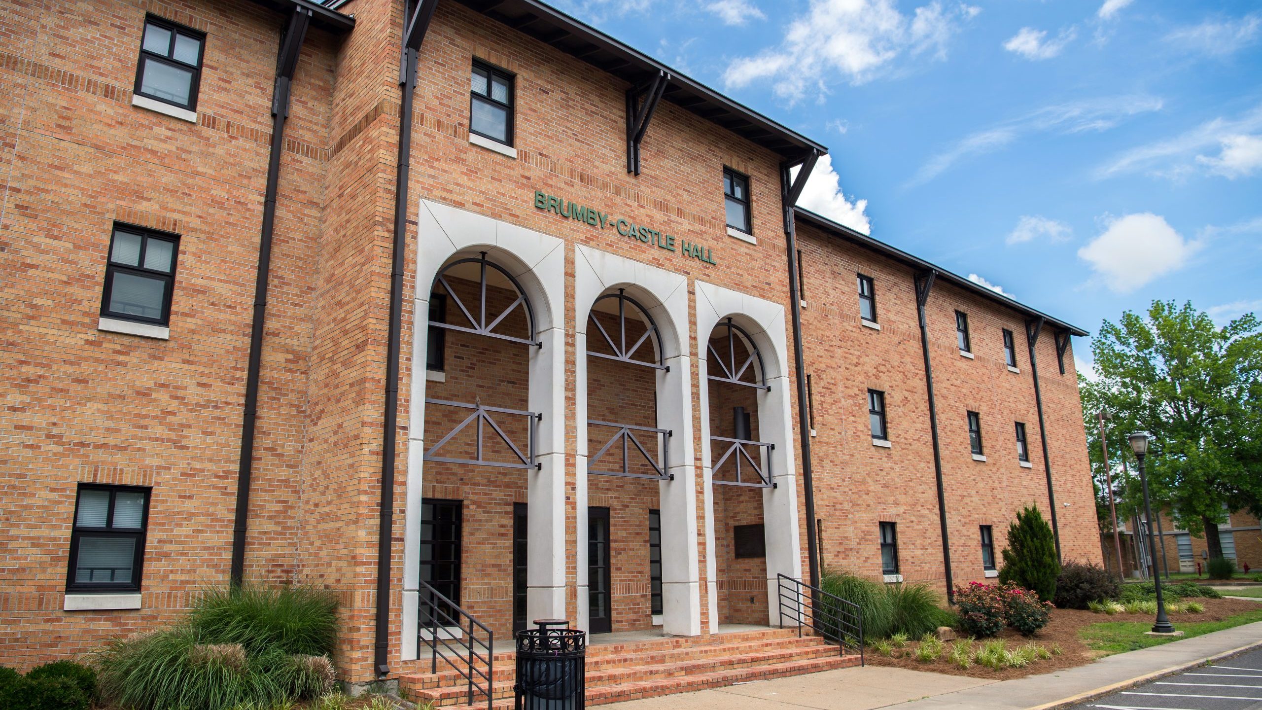 Exterior view of Brumby-Castle residence hall.