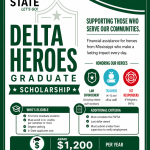 Flyer describing the Delta Heroes Graduate Scholarship