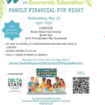 Flyer describing the Family Financial Fun Night