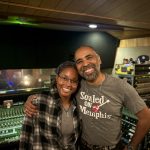 DSU Delta Music Institute student Cidney Dailey (left) and acclaimed producer Boo Mitchell at the legendary Royal Studios in Memphis, Tennessee.